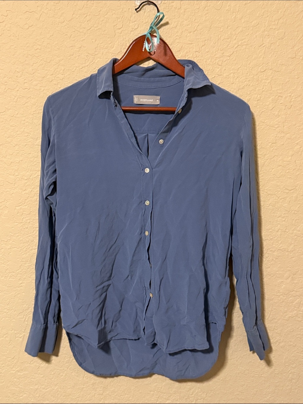 Everlane Button-Down Shirt in Slate Blue silk natural fibers 00